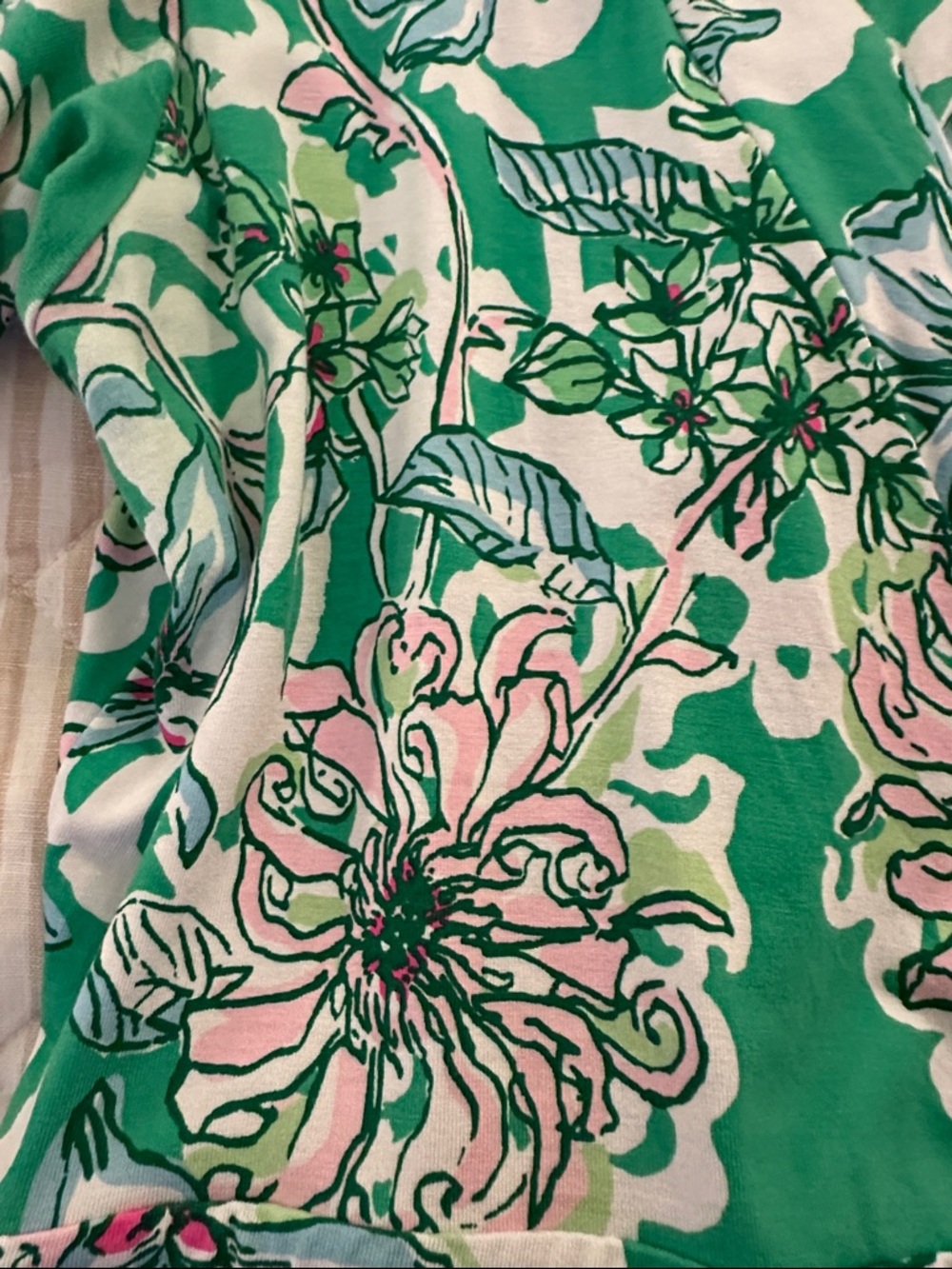 Lilly Pulitzer Green, Pink and White Floral Mini Wrap Dress - Picture 6 of 6